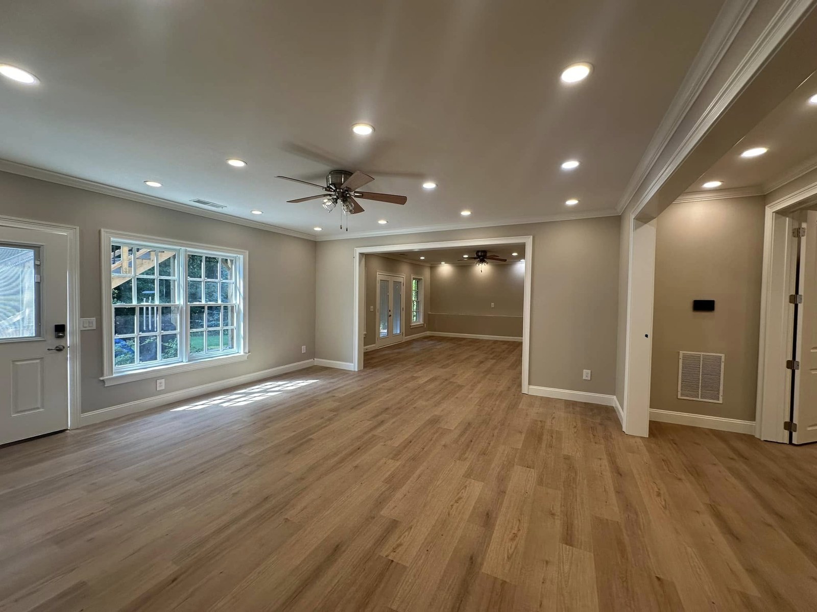 Finished basement with luxury vinyl flooring